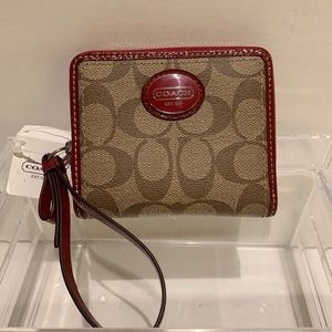 Coach wristlet wallet crimson and khaki